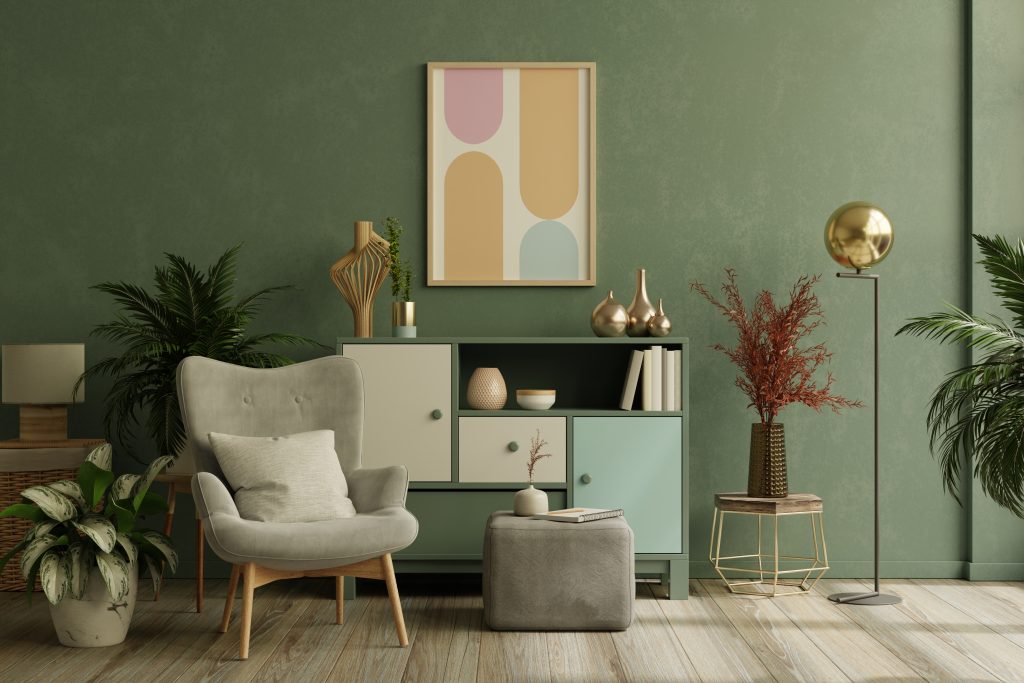 Green sage modern living room interior style