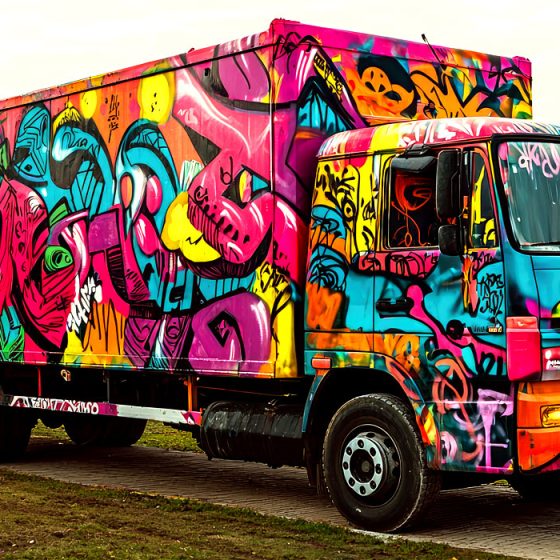 Bright and colorful paint enhances truck bed's visual look