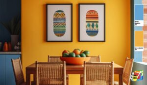 Combination of red, orange, yellow color for warm interior
