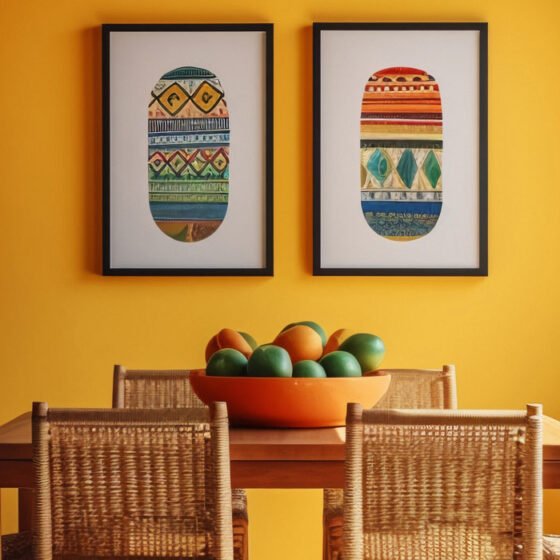 Combination of red, orange, yellow color for warm interior