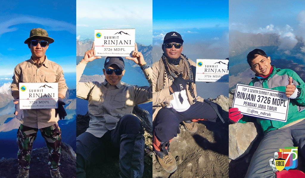 Four friends from EMCO reached the summit of Mount Rinjani
