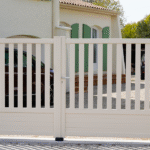 Pagar rumah bernuansa netral yang tampak simpel elegan