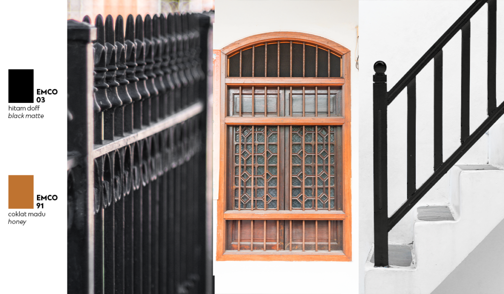 Elegant black and dark brown iron fences and railings