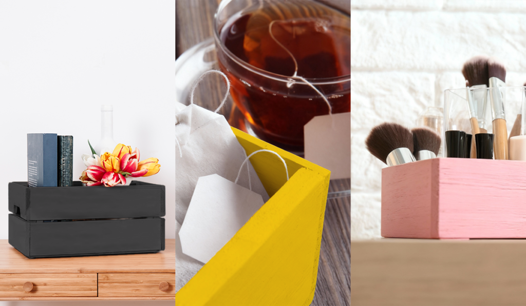 Storage boxes for clothes, books, and toys look neat