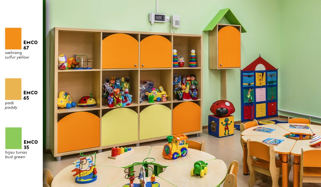 Bright color combinations for indoor children's playgrounds