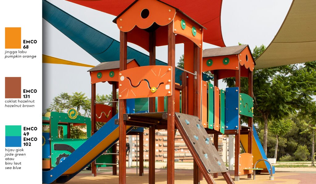 Color combinations for semi-outdoor children's playgrounds