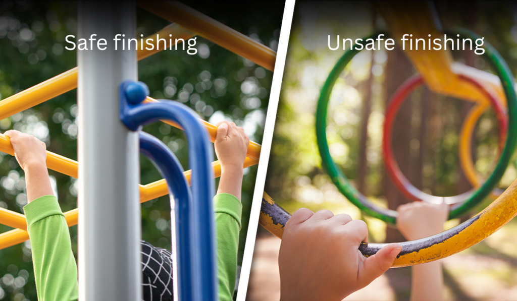 Finishing paint on playground equipment to ensure safety