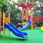 Children's playground with cheerful colorful designs