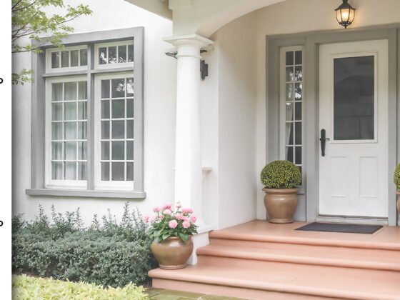 Glossy gray frames with matte white doors and windows